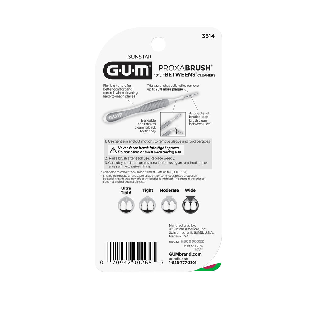GUM Proxabrush plaque removal between teeth ideal for braces and appliances