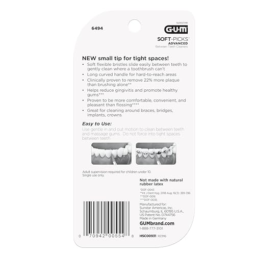 GUM Soft-Picks Advanced Tight long curved handle for deeper reach