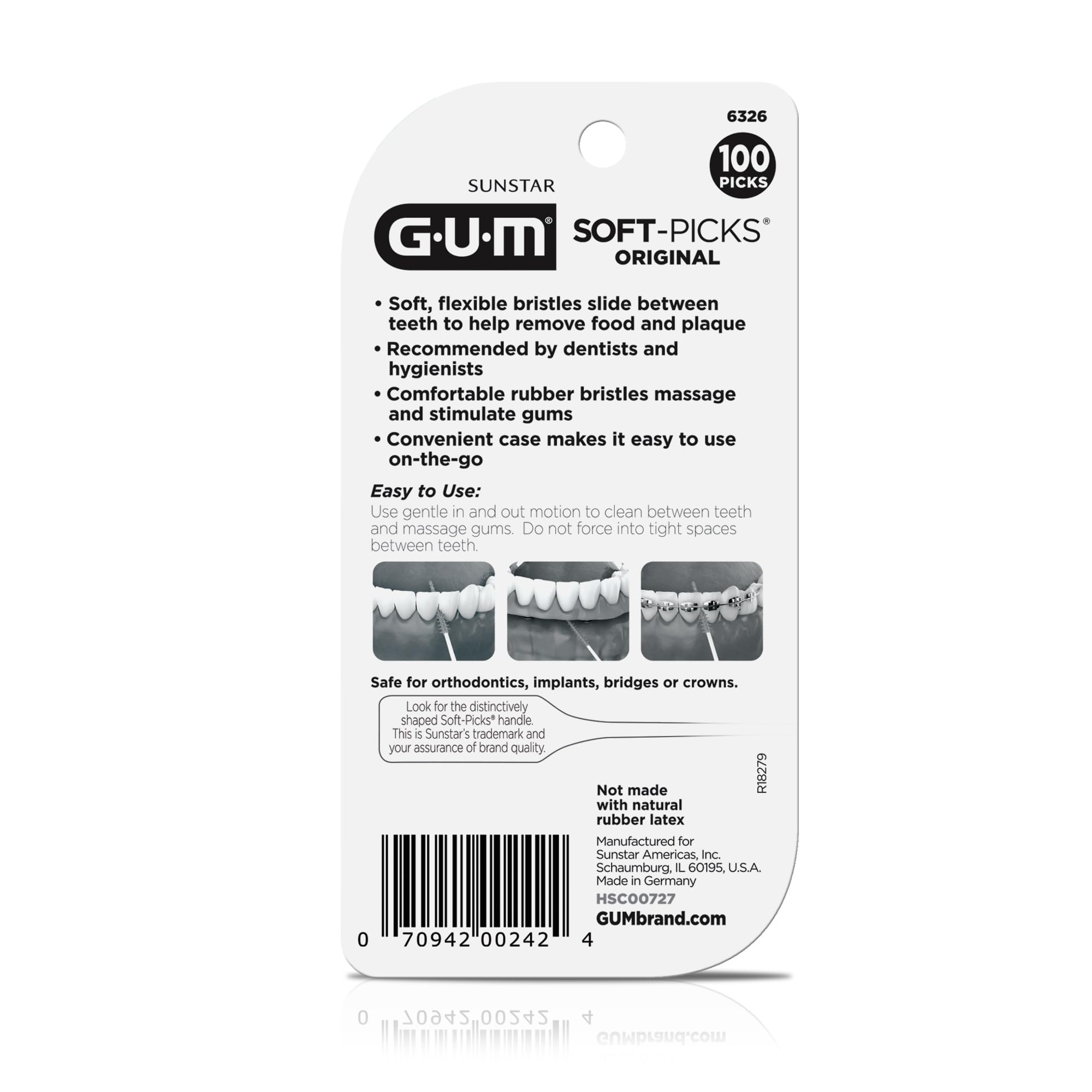 GUM Soft Picks Original 100-count pack for daily maintenance.