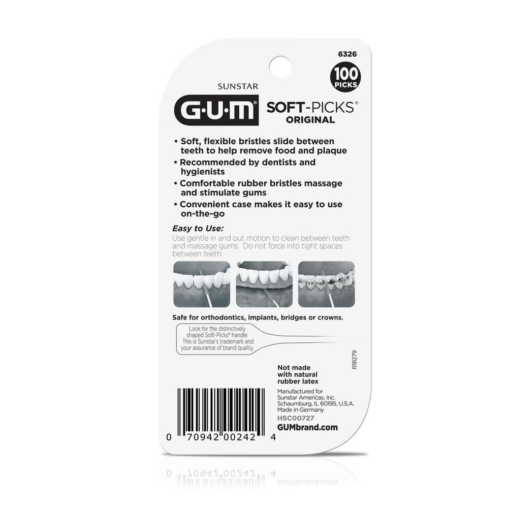 GUM Soft Picks Original 100-count pack for daily maintenance.