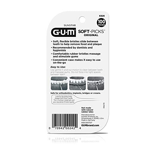 GUM Soft Picks Original front teeth cleaning for fresher breath and cleaner surfaces.