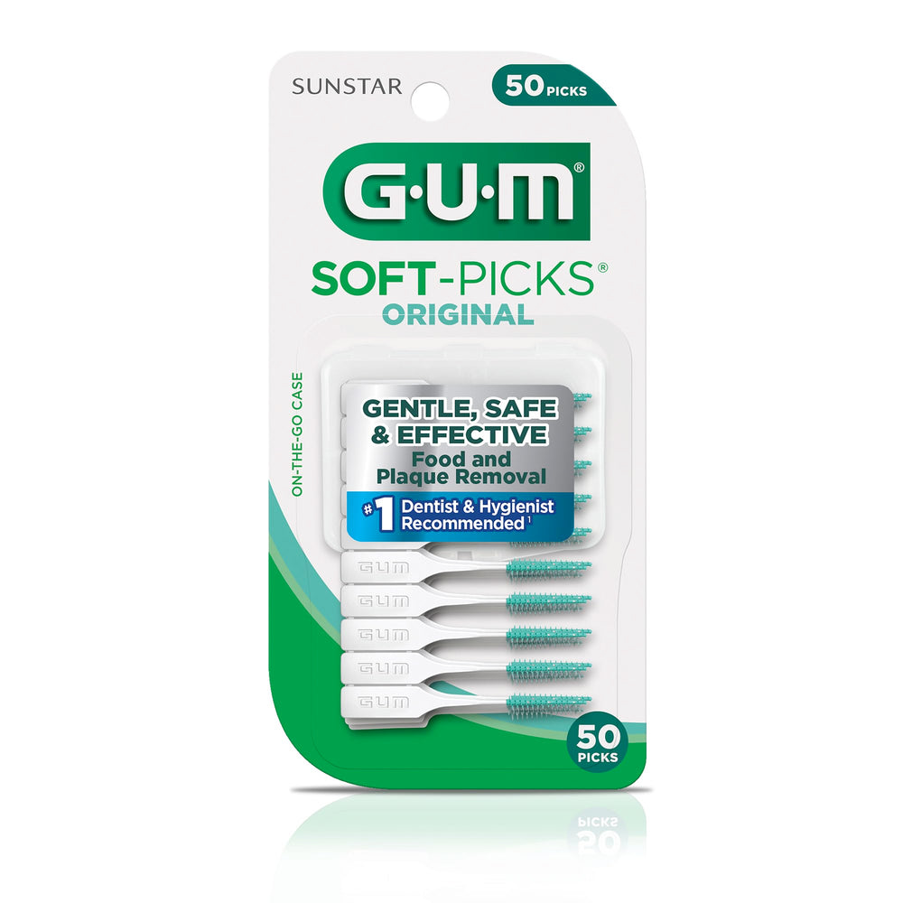 GUM Soft-Picks Original packaging shows six pack convenience and travel readiness