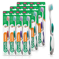 GUM Summit+ bi-level bristles remove plaque effectively along gum line.