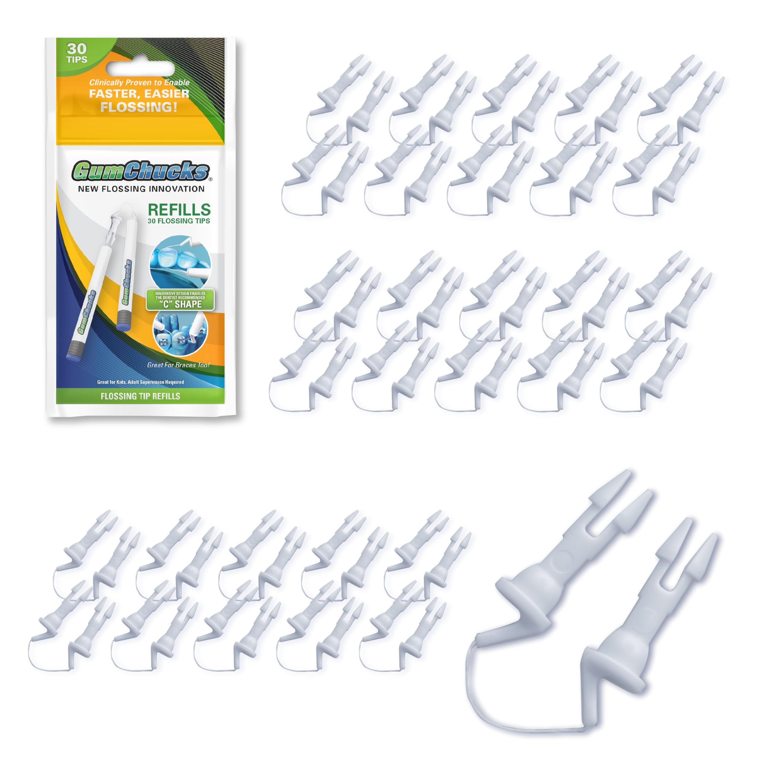 GumChucks floss for braces easy use behind wires for quick cleaning
