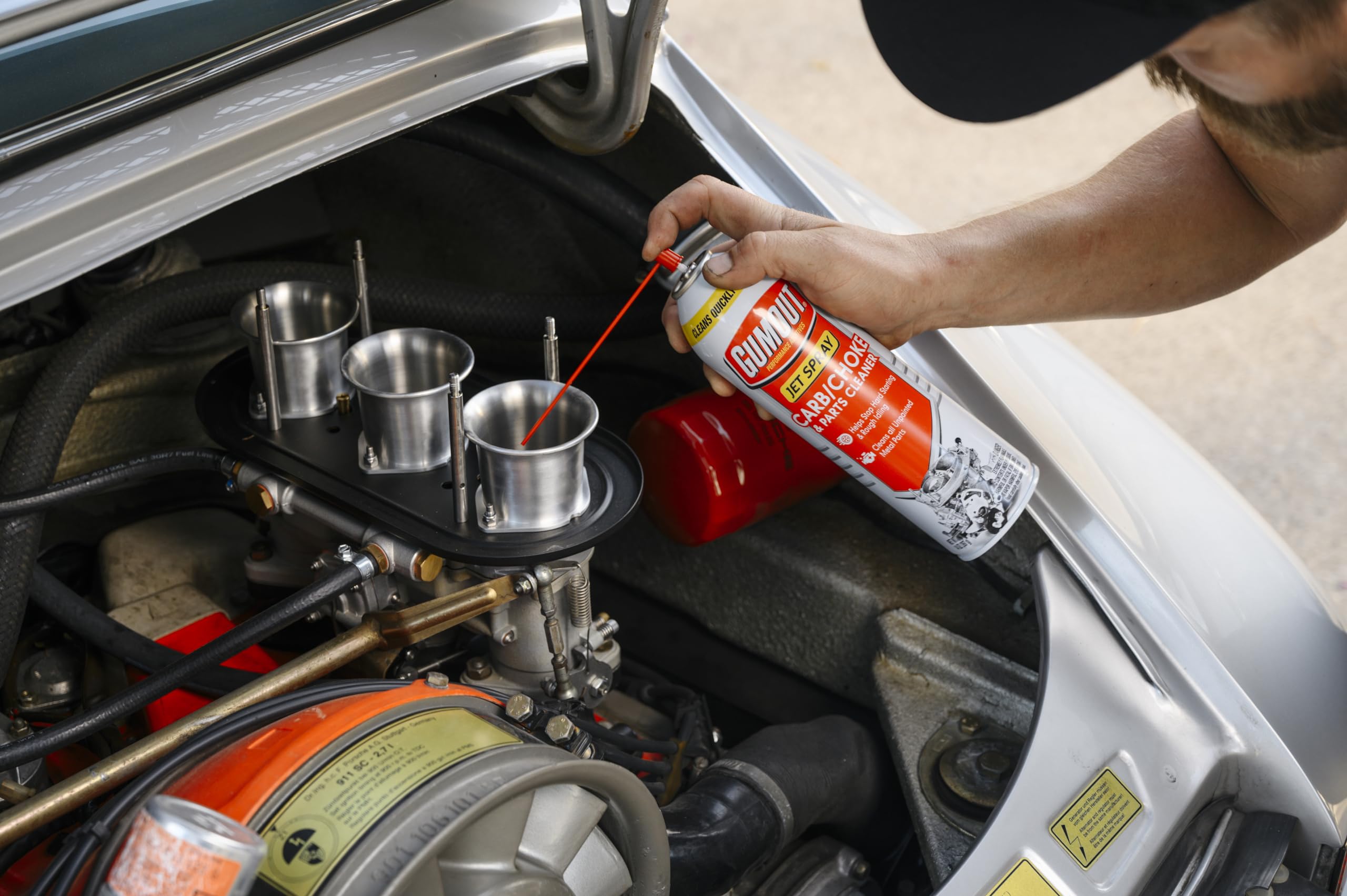 Gumout improves starting by removing varnish and gum.