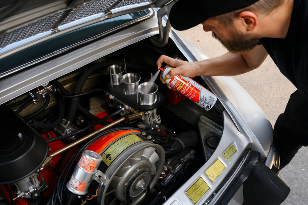 Gumout spray reduces rough idling and stalling.