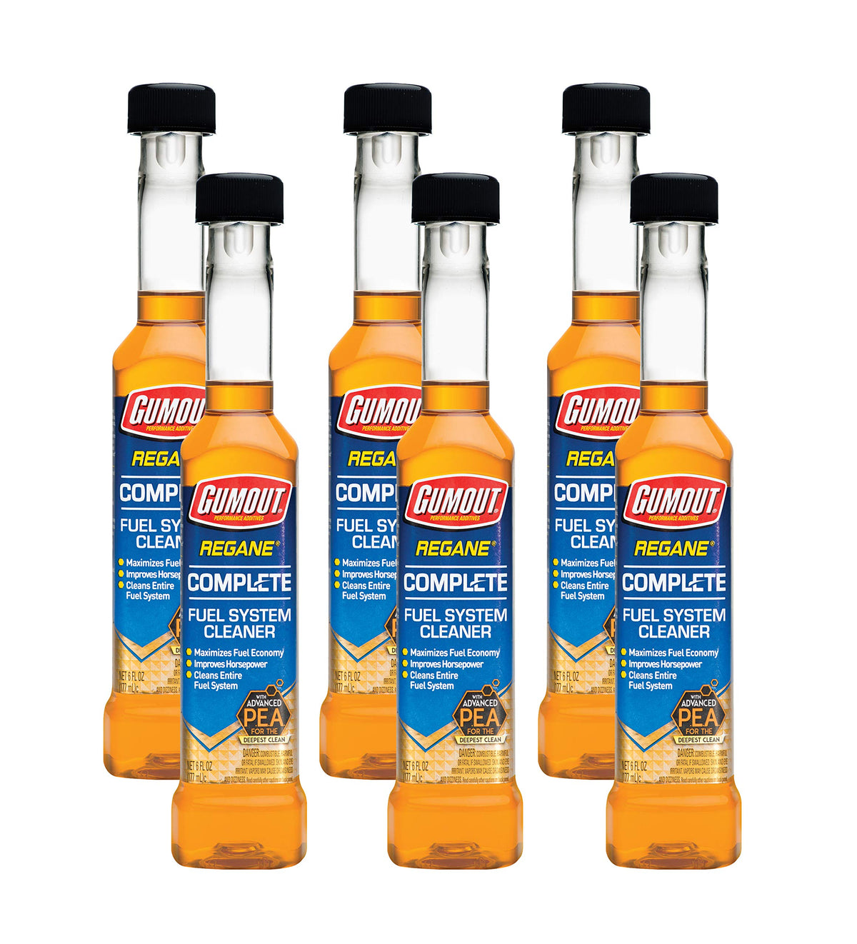Gumout Regane bottle pour to improve fuel system cleanliness and efficiency.