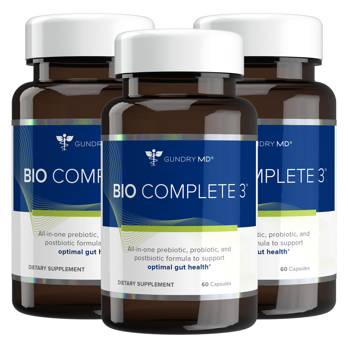 Gundry MD Bio Complete 3 bottle pour supports a simple daily gut-friendly routine