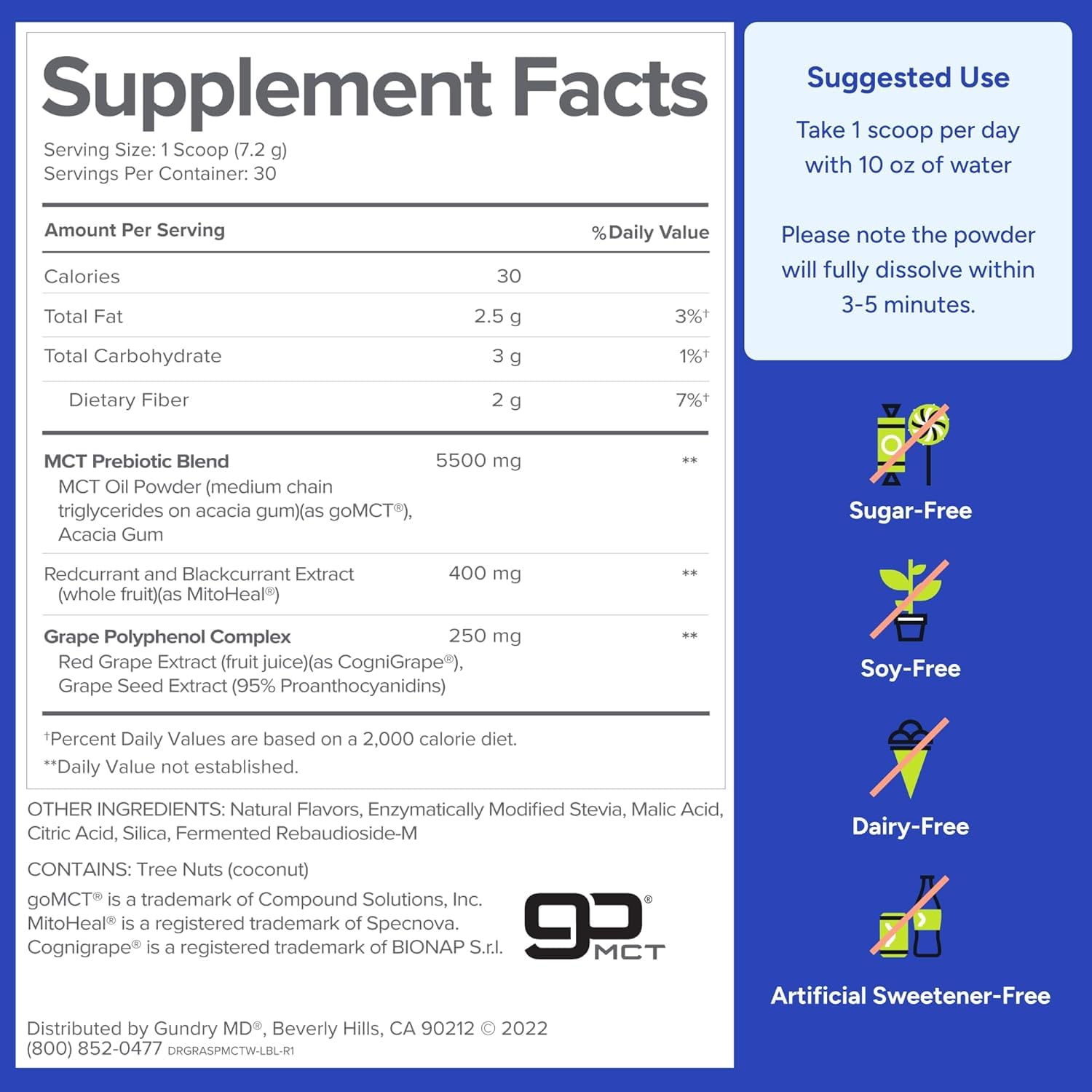 Gundry MD MCT Wellness Powder sugar-free packaging.