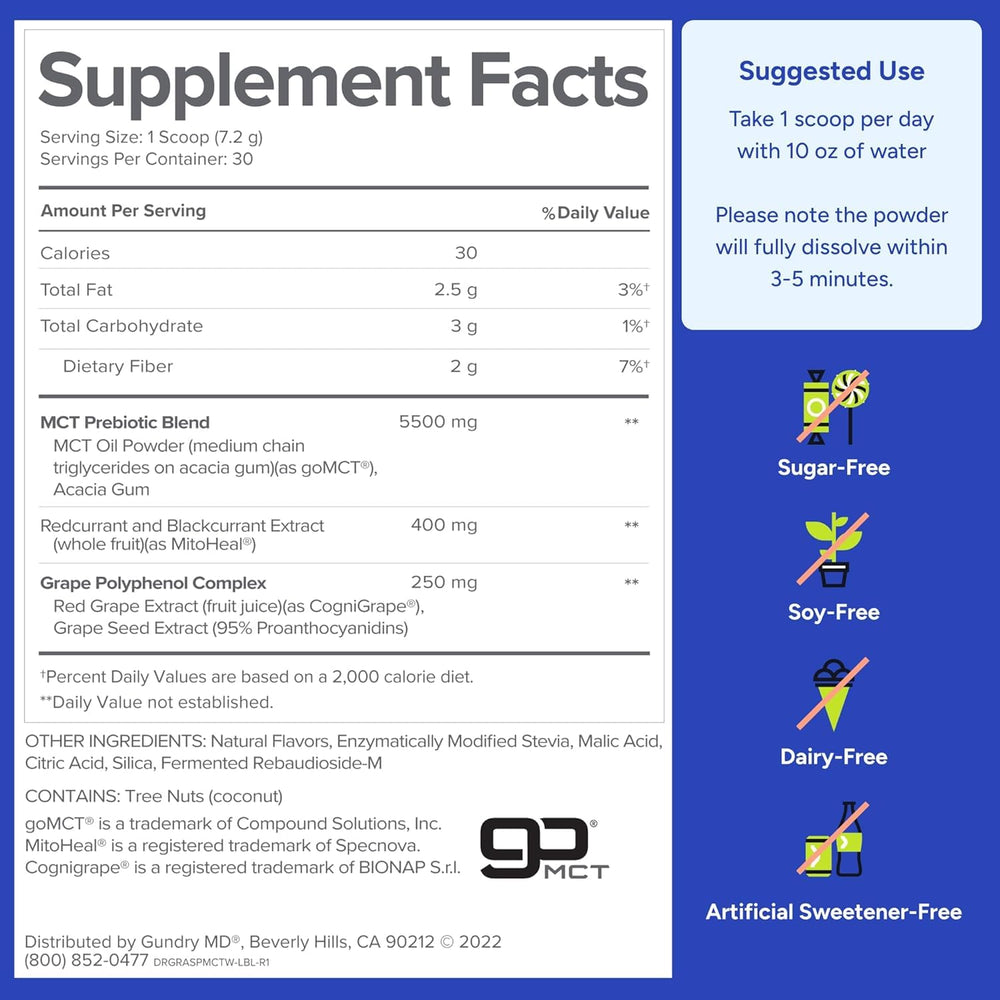 Gundry MD MCT Wellness Powder sugar-free packaging.