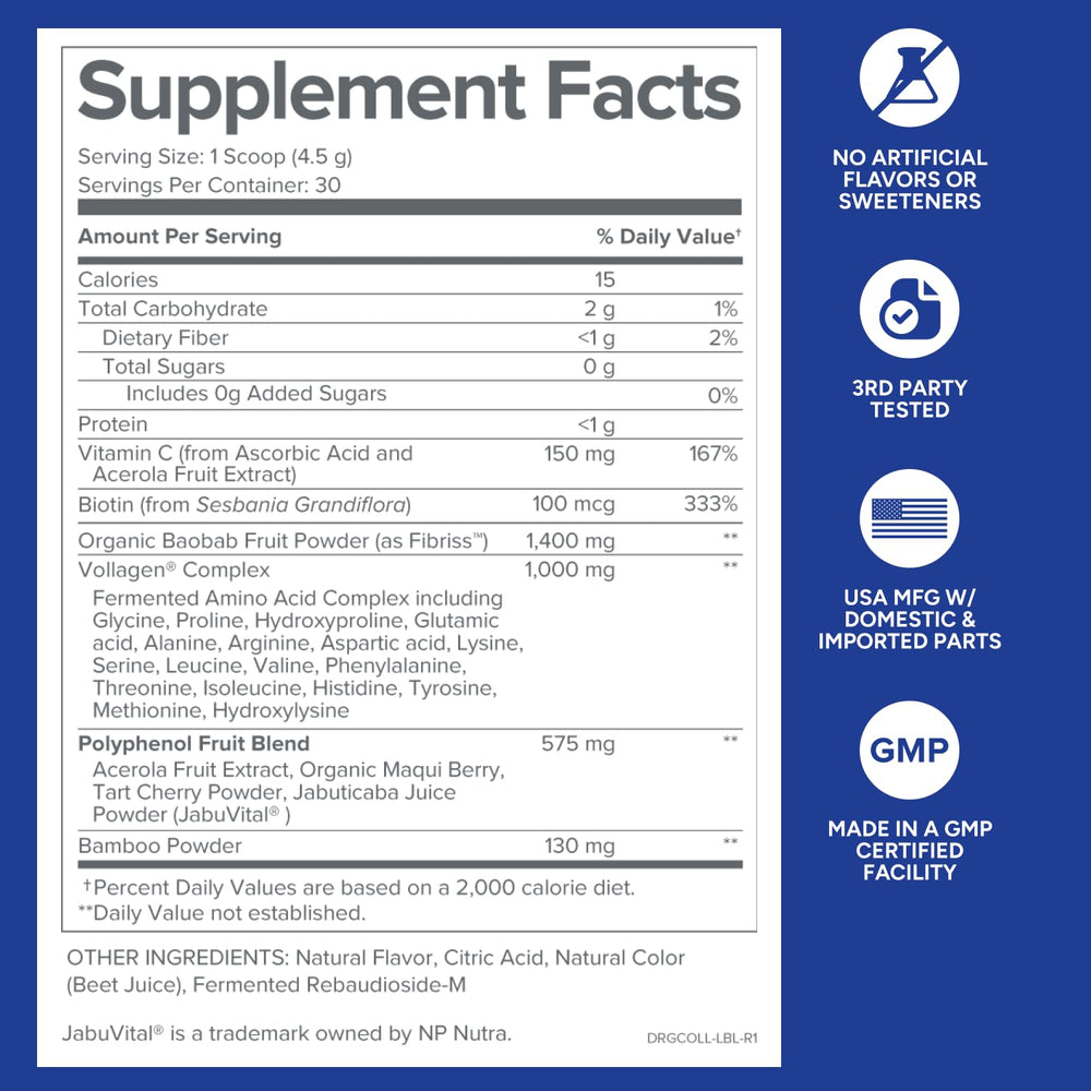 Gundry MD Phyto Collagen Complex nutrition panel closeup for transparency.
