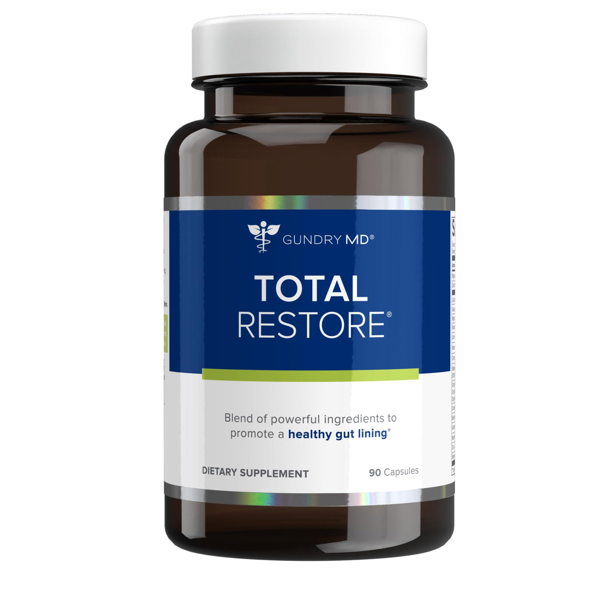 Gundry MD Total Restore bottle demonstrates convenient gut support for daily digestion