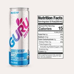 GURU Zero Sugar Ruby Red can delivers citrus flavor with natural caffeine and coconut water hydration