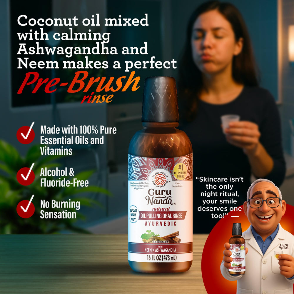 GuruNanda oil pulling ingredients mix with Ashwagandha and Neem