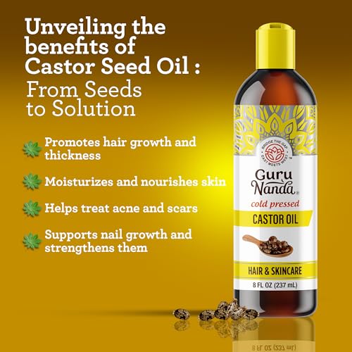 GuruNanda Castor Oil scalp application for nourished roots and smoother hair.