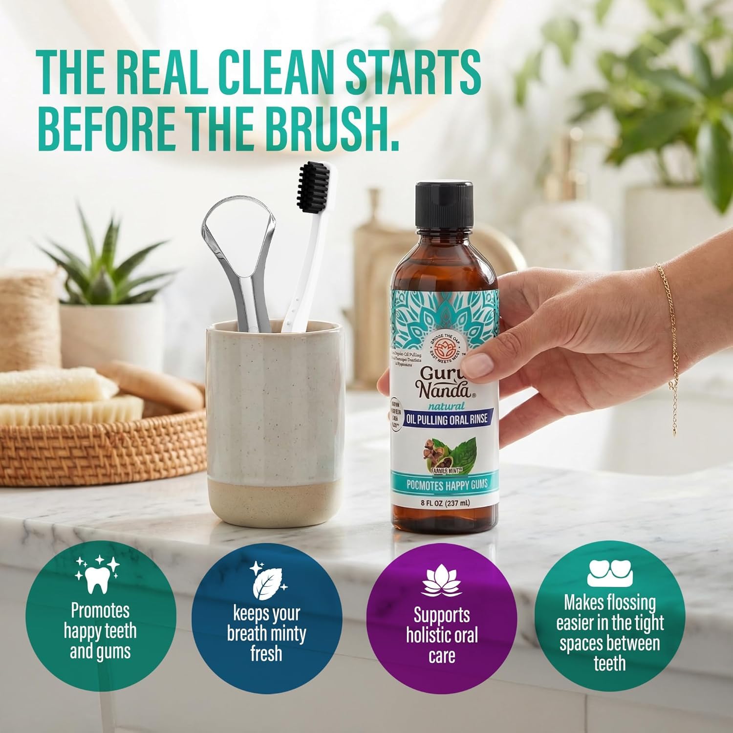 Fennel oil adds gentle aroma to CocoMint oil pulling.