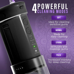 GuruNanda cordless rechargeable flosser for home and travel use.