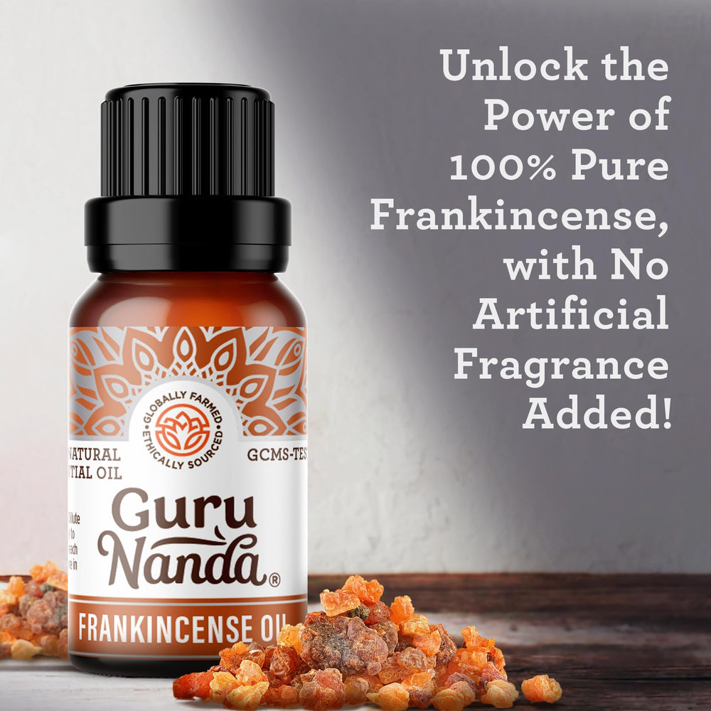 GuruNanda Frankincense essential oil in use for aromatherapy diffusion