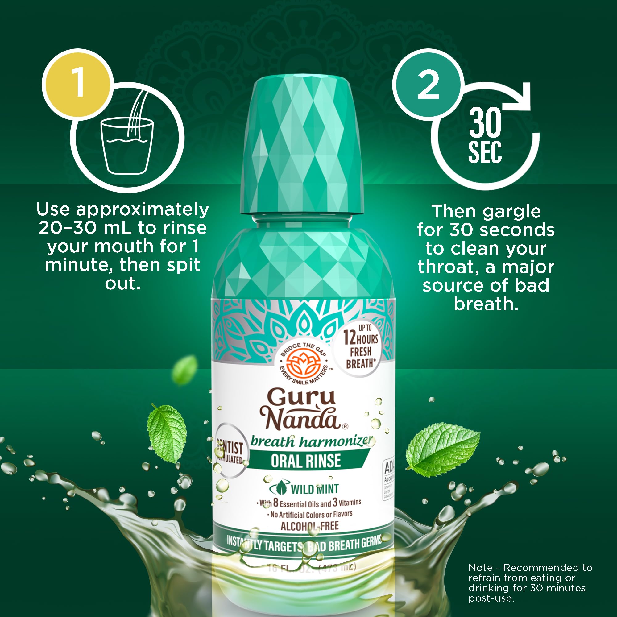 GuruNanda essential oils mint blend closeup boosts a refreshing feel.