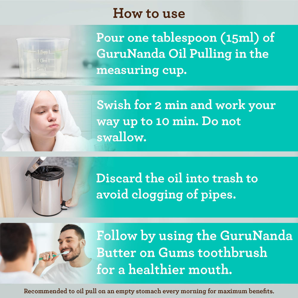 GuruNanda Fennel and Cardamom notes provide aromatic, enjoyable oil pulling experience.