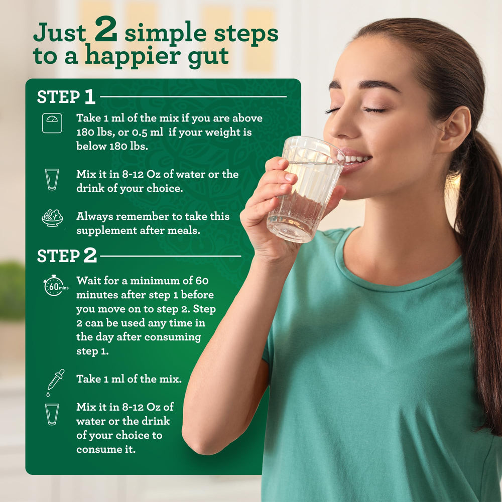 GuruNanda Gutcleanse dilution instructions showing how to mix with water.