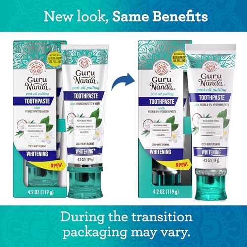 GuruNanda toothpaste-box front showing packaging and key benefits.