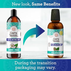 GuruNanda oil pulling measuring cup enabling precise 10-15 ml doses for best results.