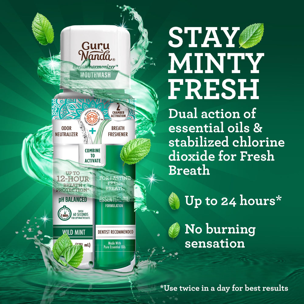 GuruNanda gum hygiene support with tea tree and oregano ingredients.