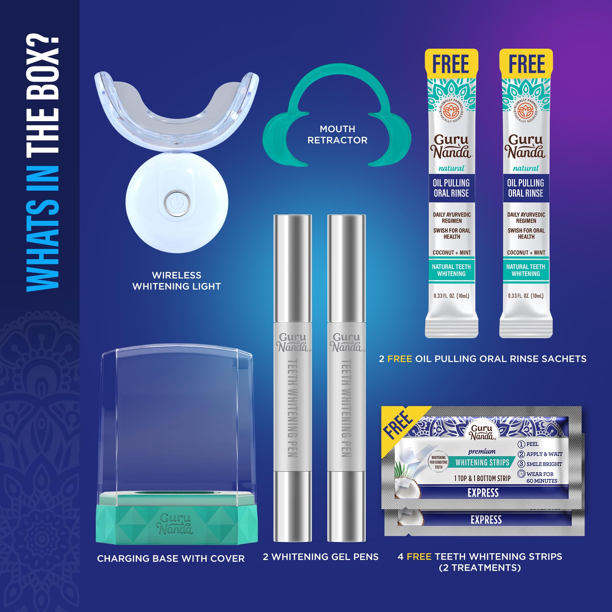 GuruNanda gel application on teeth supports even coverage during whitening.