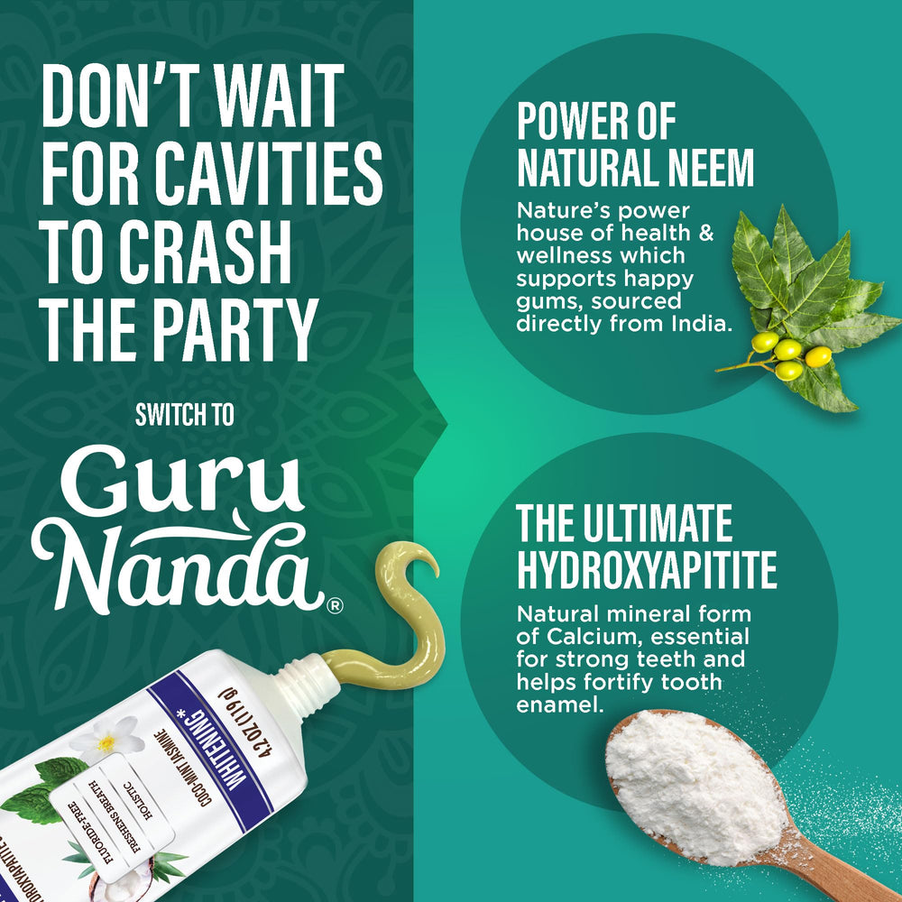 GuruNanda toothpaste-foam-closeup demonstrating gentle cleansing and fresh breath.