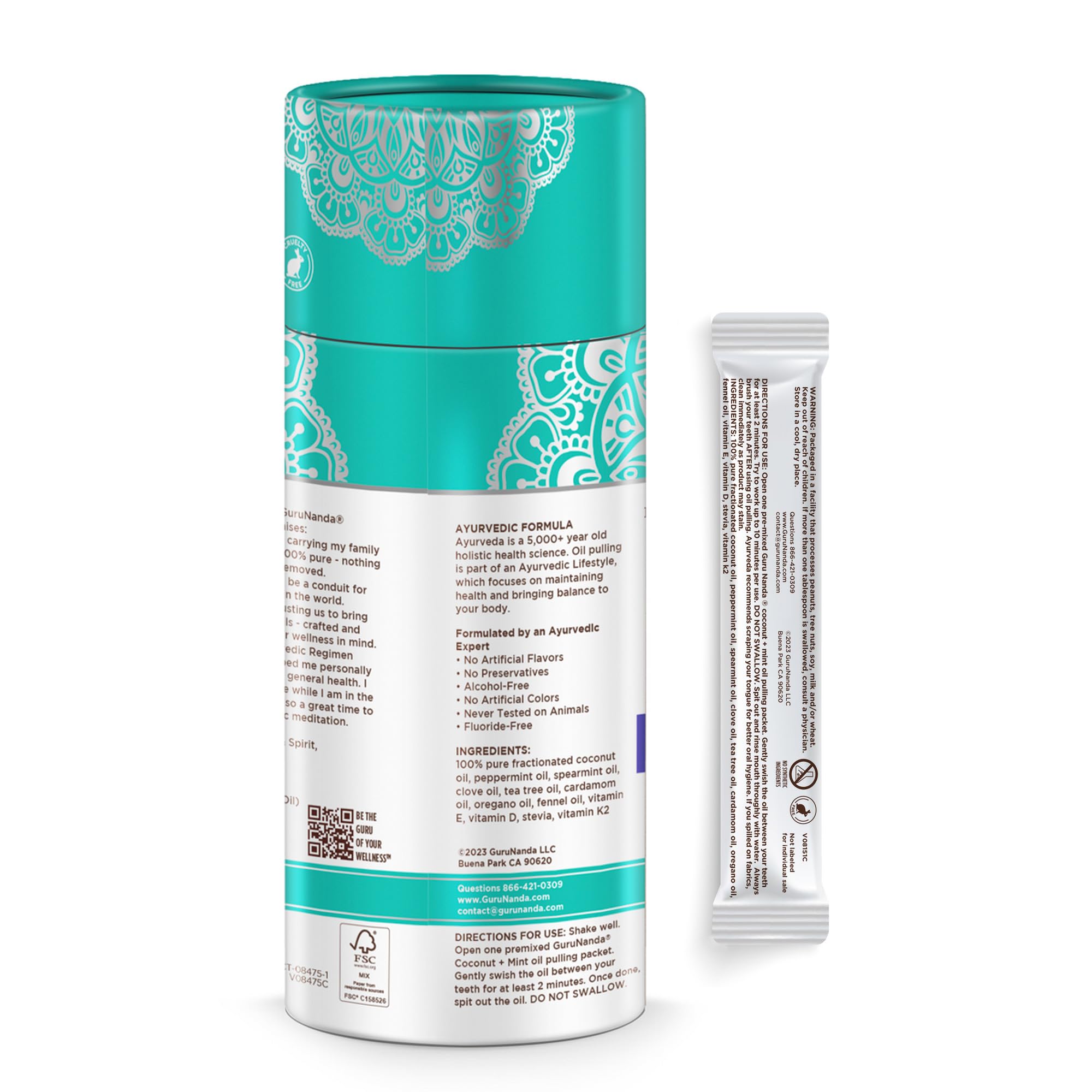 GuruNanda Travel Sachets compact packaging for on-the-go storage.