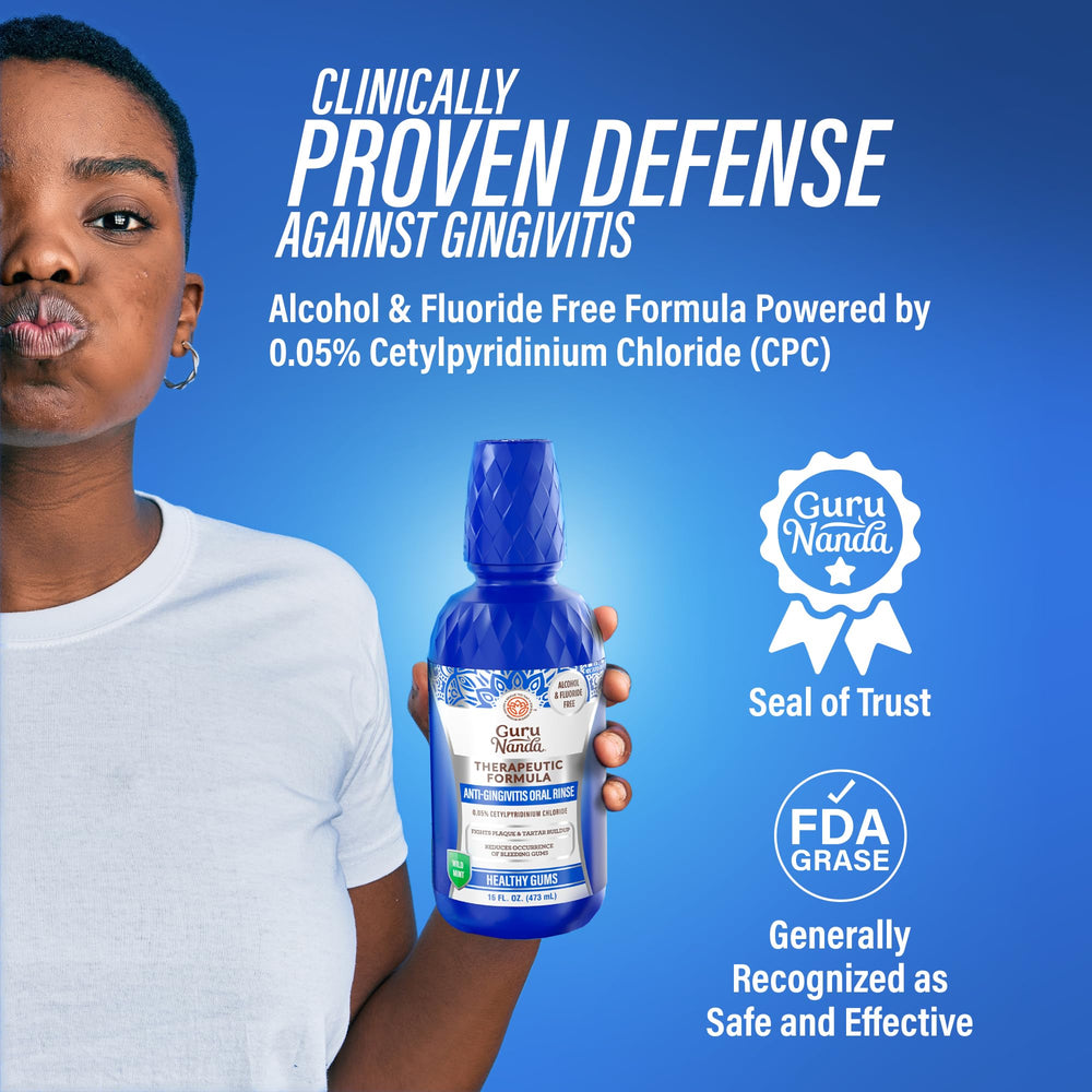 GuruNanda Wild Mint mouthwash bottle captures refreshing flavor for a clean mouthfeel.
