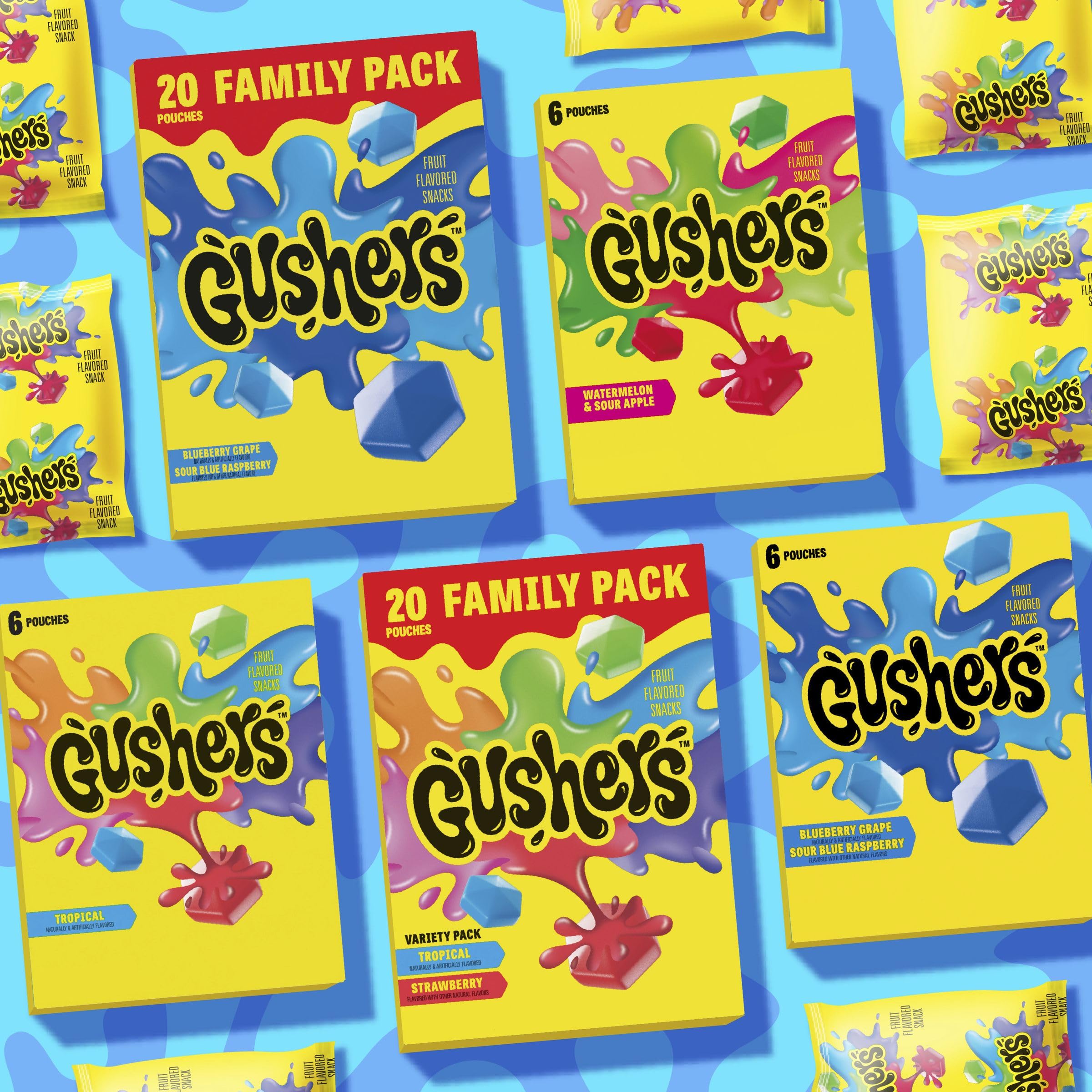 Gushers gluten-free and gelatin-free gummy snacks on shelf