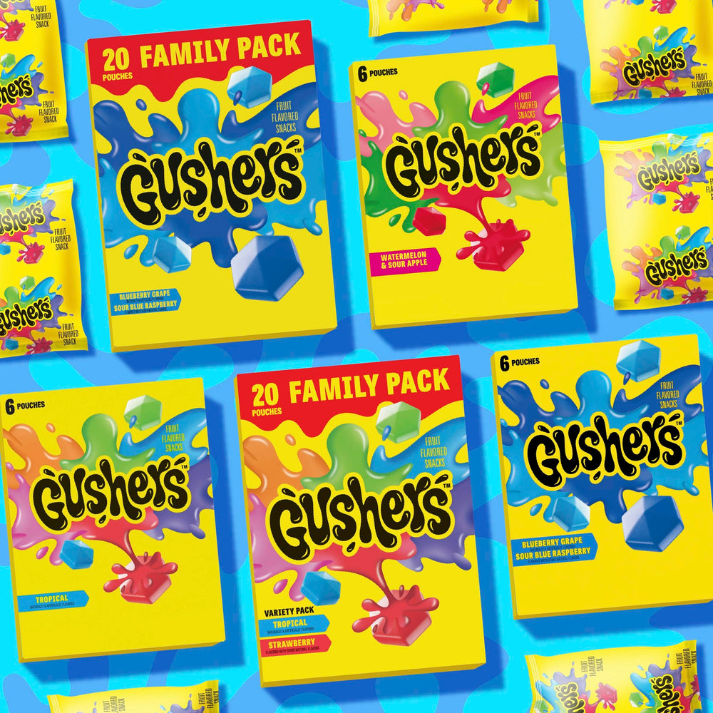 Gushers gluten-free and gelatin-free gummy snacks on shelf