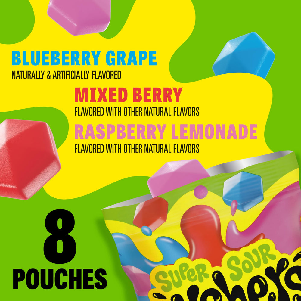 Gushers gummy snack closeup shows colorful texture and chewy bite