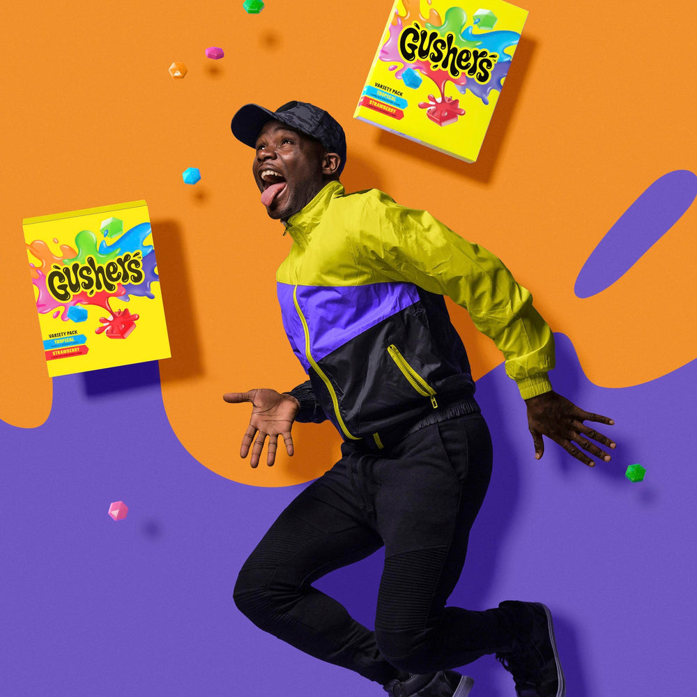 Gushers lunchbox idea with dual flavor pouches.