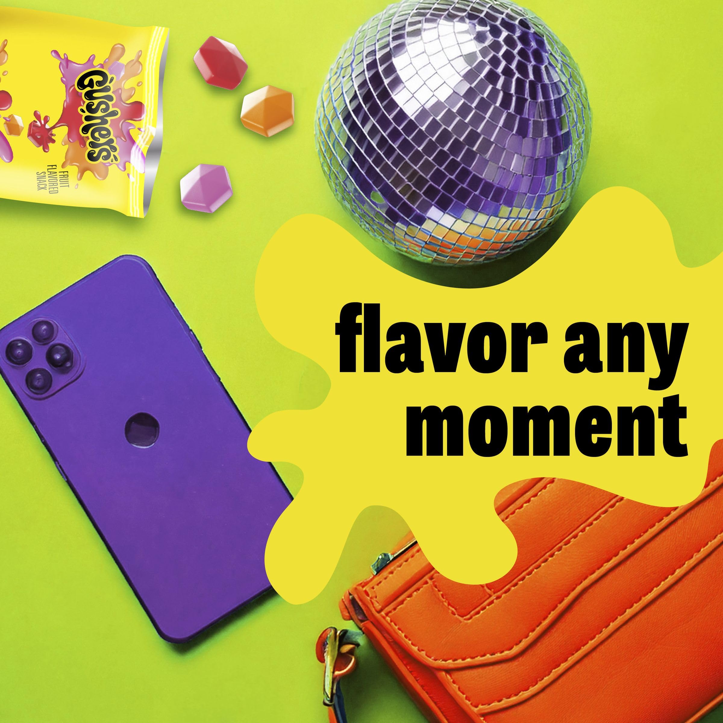 Gushers on-the-go snack pouch designed for backpacks and travel.
