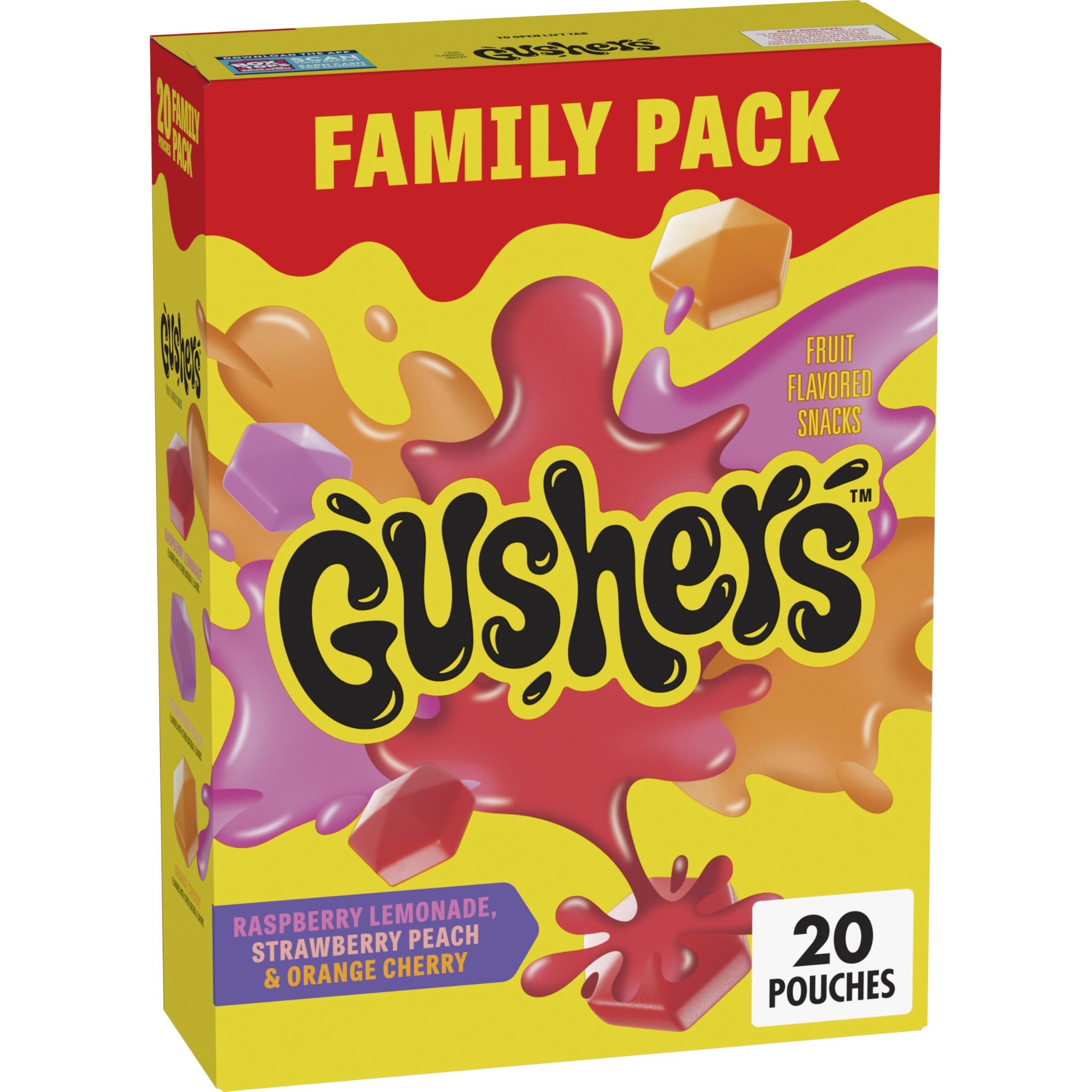 Gushers raspberry-lemonade liquid-center gummies in a snack pouch, ready to enjoy.