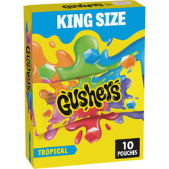 Gushers Tropical King Size box on display, ideal for sharing at gatherings.
