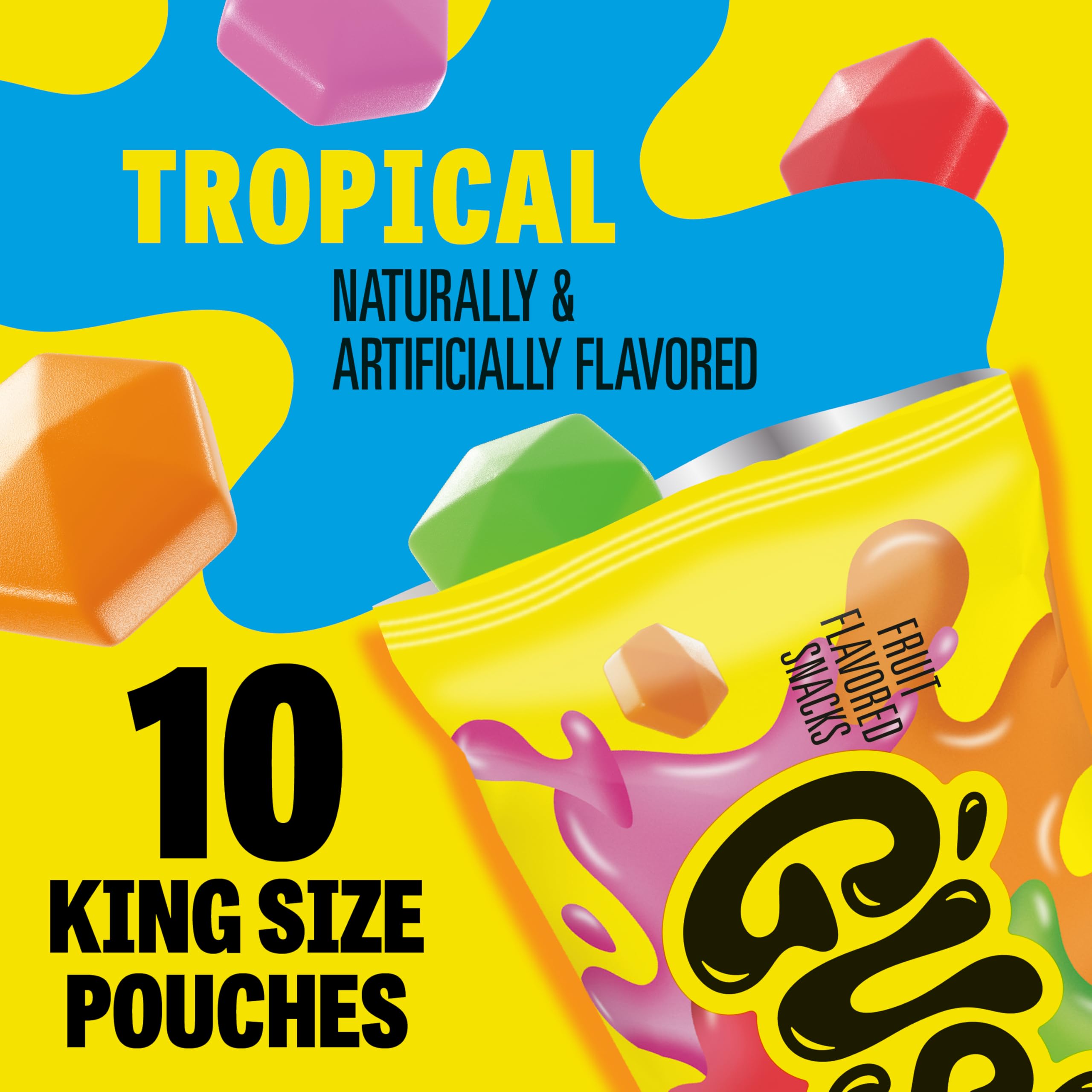 Close-up of a Gushers pouch being opened to reveal juice.