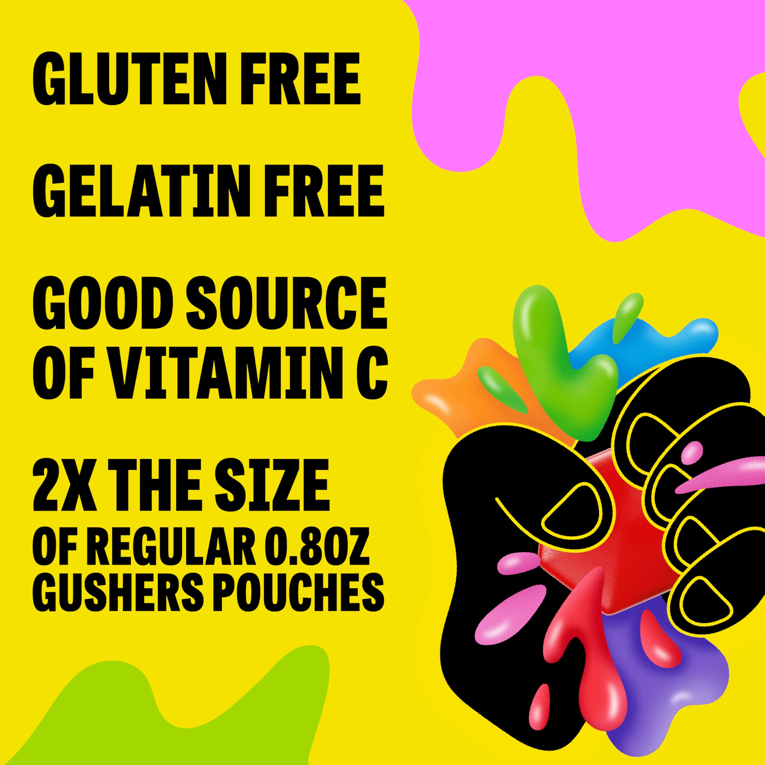 Liquid center bursts as you bite into a Gushers treat.