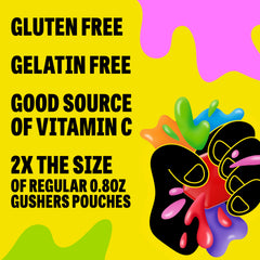Liquid center bursts as you bite into a Gushers treat.