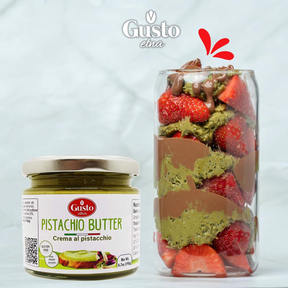 GUSTO ETNA pistachio cream paired with Knafeh Dubai bars