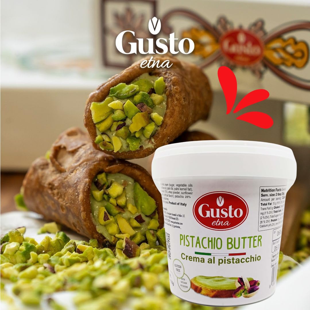 Imported Italian pistachio cream showcasing authentic quality and aroma