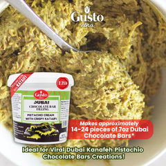 GUSTO ETNA Italian pistachios texture detail highlighting golden pastry layers.