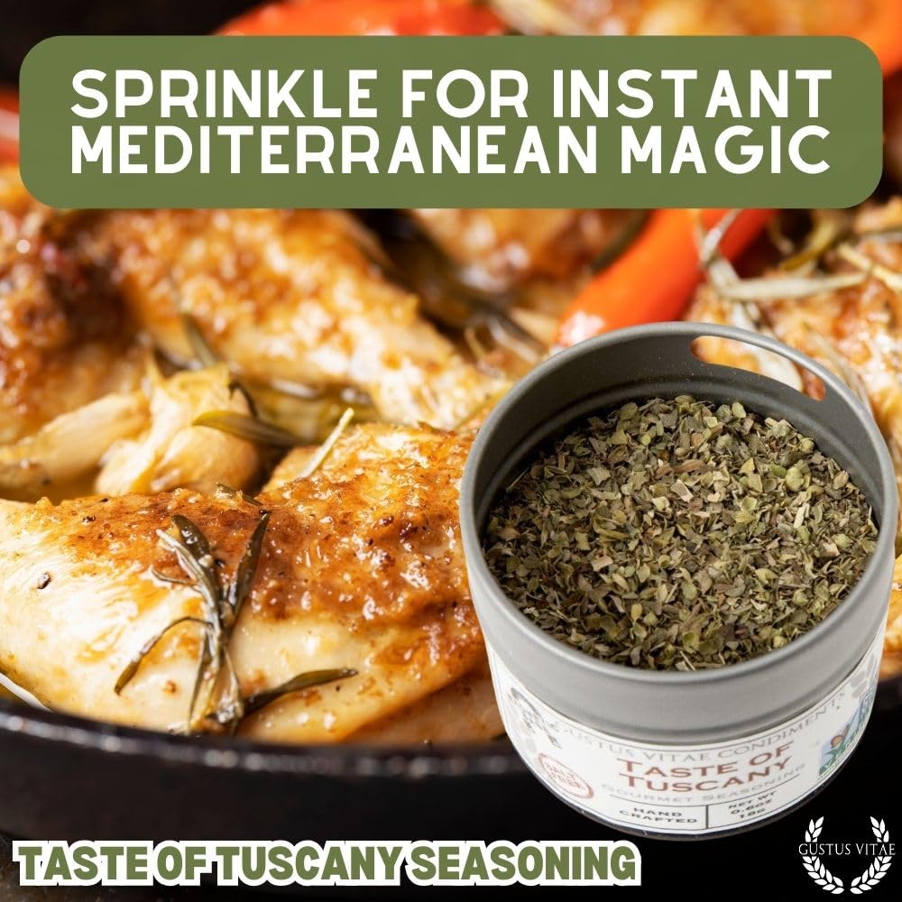 Gustus Vitae Taste of Tuscany gift tin, perfect for pantry staples and culinary exploration.
