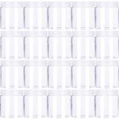 Guuozzli 20-pack clear jars with lids for cosmetics and slime storage.