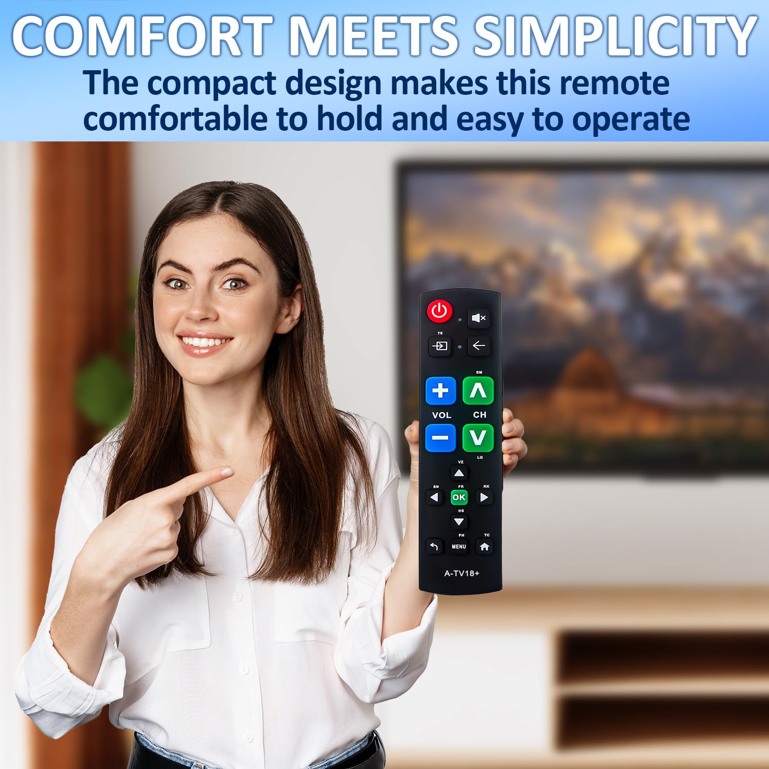 Gvirtue big-button remote after-sale-service image highlighting warranty and support