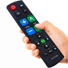 Gvirtue big-button remote overview showing accessible design for easier TV control
