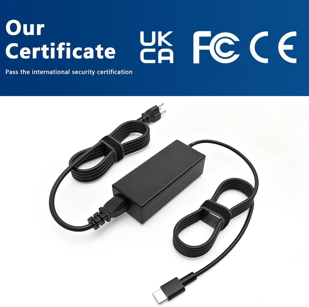 GVKRLXZ 65W USB C charger cable connector shown for desk setup.